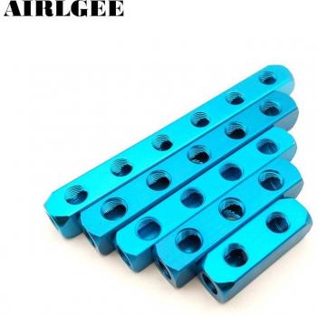 1/4 PT Thread Pneumatic Quick Connector Air Hose Aluminum Manifold Block Splitter 3 Port