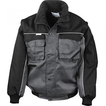 WORK-GUARD by Result Zip Sleeve Heavy Duty Jacket M Grey/Black