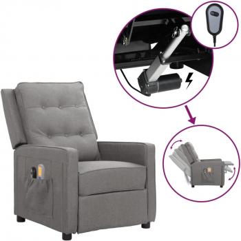 VidaXL Poltrona Reclinável Massageadora Tecido Cinza Light