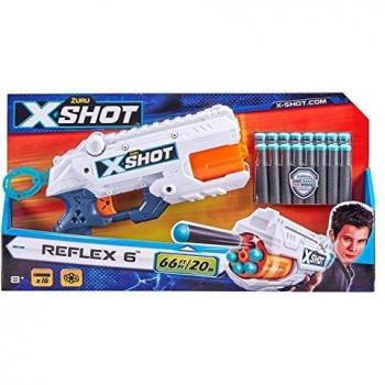 X-Shot Lanzadora Reflex 6 con barril rotatorio 6 cargas y 16 dardos