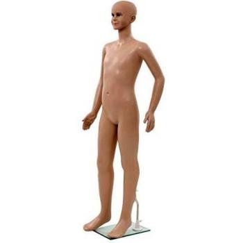 Mannequin enfant corps complet avec base en verre beige 140 cm