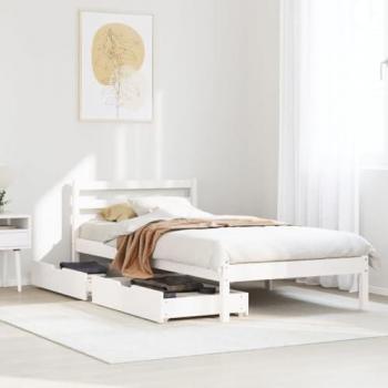 VidaXL Small Single Bed Frame White 75x190 cm Solid Wood Pine