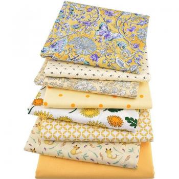 Yellow Patchwork Fabric Bundle - 8 Pieces, 40cm x 50cm