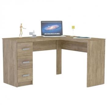 Mesa Escritorio Fenix Roble Claro 128 cm – 3 Cajones – Estilo Moderno