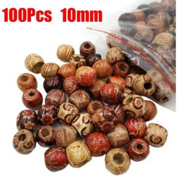 Granel de Cuentas de Madera con Agujero Grande 100pcs