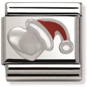 Silver Shining Santa Heart Pendant