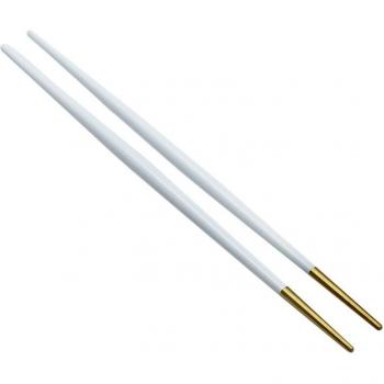 Luxury Titanium Gold Rose Square Chopsticks
