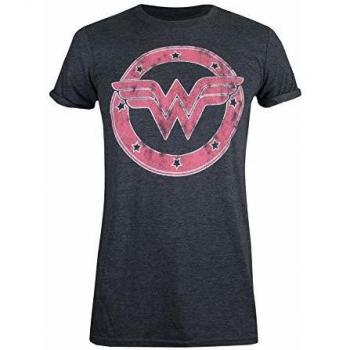 DC Comics Women's WW Emblem T-Shirt - Grey Cotton - Size X-Large