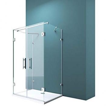 Douche U 80x120 deux portes battantes en verre transparent