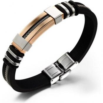 Bracelet Homme en Acier Inoxydable et Caoutchouc