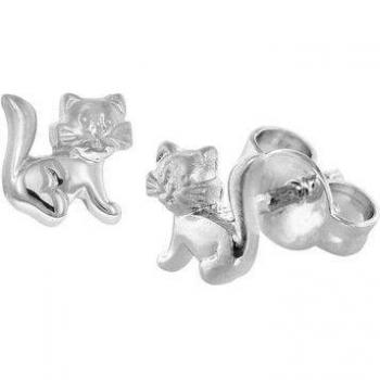 Trendor 08488 Kinder-Ohrringe 925 Silber Ohrstecker Katze