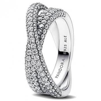 Reloj Anillo Doble Banda Cruza Pavé Plata de Ley 48 – Pandora