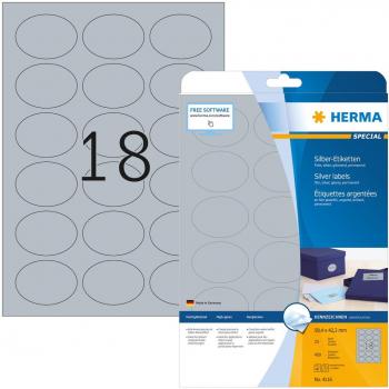 HERMA Étiquettes Polyester Brillantes Argentées 58,4 x 42,3 mm
