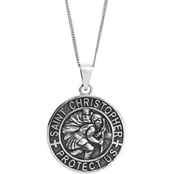 Large St. Christopher Silver Coin Necklace