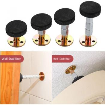 2Pcs Adjustable Furniture Stabilizer with Self-Adhesive Door Stopper