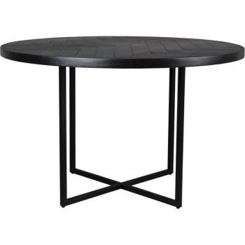 Mesa redonda de comedor en madera de acacia y acero negro