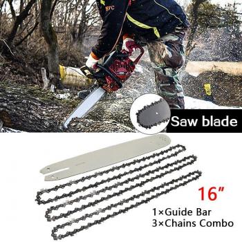 16 Inch Chainsaw Bar with 3 Semi Chisel Chains for STIHL 009 012 021 E180 MS180 MS190
