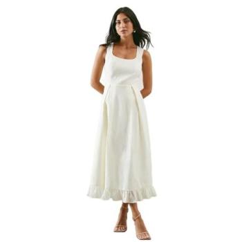 Wallis Women’s Butter‑Tone Strappy Tiered Midi Dress (Size 18)