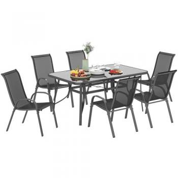 Charcoal Grey 7-Piece Outdoor Dining Set