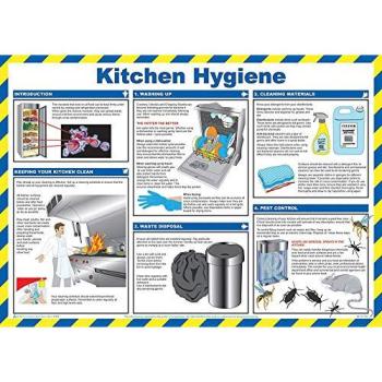 First Aid Kitchen Safety Poster by Pegdev – A2 Laminated White Landscape