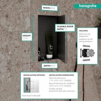 Mensola Hansgrohe XtraStoris Rock 30x15x14 cm, bianco opaco