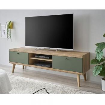 Lomadox TV-Lowboard AVEZZANO-61, Eiche Nb. mit grün, 160/50/40 cm