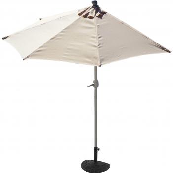Demi-parasol en aluminium Parla, protection UV 50+, 300cm crème avec socle