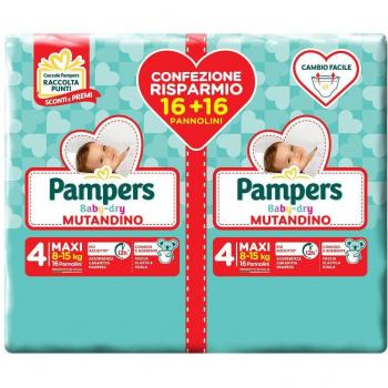 Pampers Baby Dry Mutandino Taglia 4 MAXI (8-15Kg) 32 Pannolini
