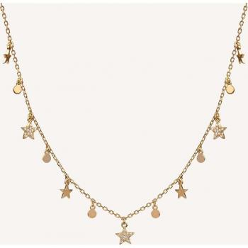 Collar Trendy de plata acabada en oro 18Kt con circonitas