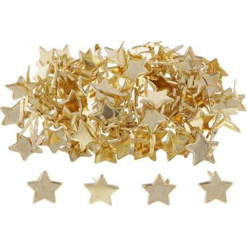 100 Star Head Metal Paper Fasteners Gold 14mm