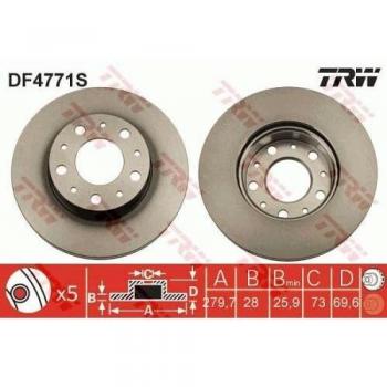 Disque de frein TRW DF4771S avant, ventilé, 1 pièce