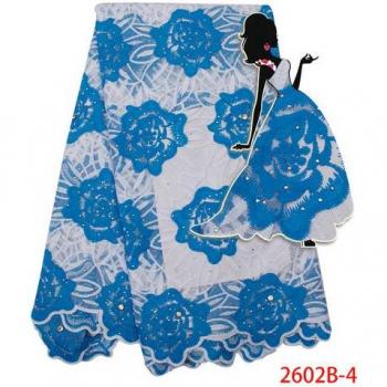 Tissu de dentelle africaine de coton avec des pierres KS2602B-3