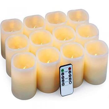 Batteriebetriebene Kerzen mit Fernbedienung – 12 Flammenlose Elfenbein-LEDs