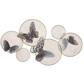 Pannello decorativo 3D in metallo multicolore con farfalle cm 66x5x38