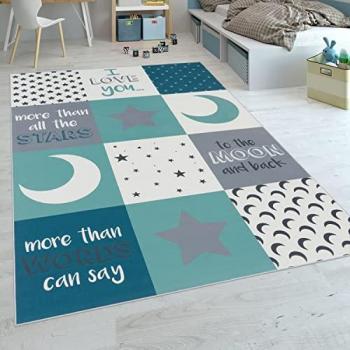 Tappeto per Bambini Maschietti Cuori Stelle Luna 160x230 cm