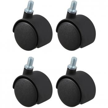 Roue pivotante noire 1,5 pouces diamètre 4 pièces