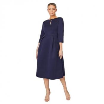 Wallis Womens Occasion Scuba Fit And Flare Midi Dress - Navy - Size 14 UK