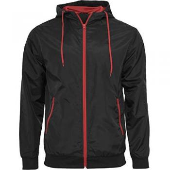 Giacca Windrunner Nero Rosso S di Build Your Brand