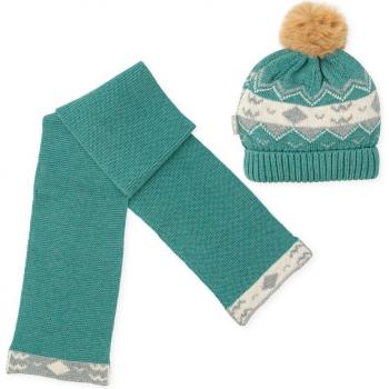 Conjunto de bebé niño Tutto Piccolo de gorro y bufanda de punto con borde