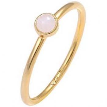 Anello Minimalista in Argento Sterling 925 Placcato Oro con Quarzo Rosa - Elli