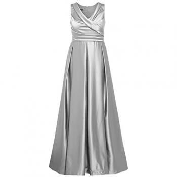 Abito da sera smanicato con scollo a V grigio 56