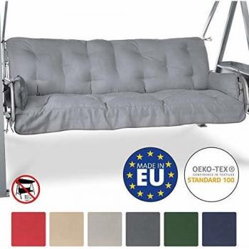Cuscini per Altalena da Giardino Flair HS - Set Completo con Braccioli e Cuscino Grande Grigio Chiaro