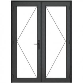 UPVC Grey Left Hand Clear Double Glazed French Door with 150mm Cill - 1490 x 2090mm