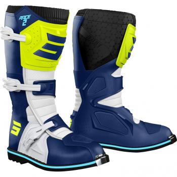 Bottes de motocross Shot Race 2 Bleu-Jaune Néon