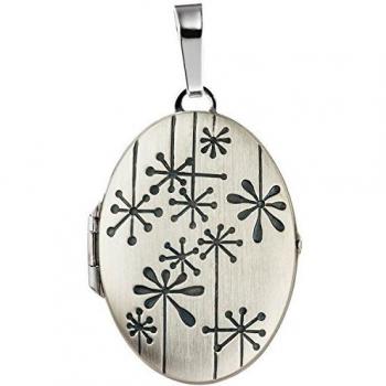 Medaillon Oval für 2 Fotos 925 Sterling Silber glänzend Anhänger zum Öffnen