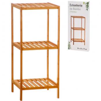 Estantería organizadora de bambú con 3 baldas para baño o cocina