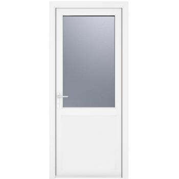 Crystal uPVC White Right Hand Inwards Obscure Double Glazed Half Glass Half Panel Single Door - 920 x 2090mm