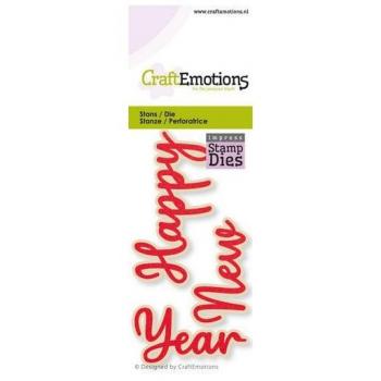 CraftEmotions Impress Snijmal - Happy New Year Kaart