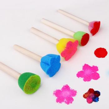 Kids' Wooden Sponge Painting Brush Set - 5 Pieces