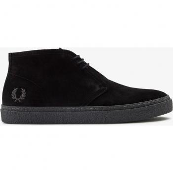 Botines Fred Perry de Hombre en Piel Negra con Pespuntes y Cordones